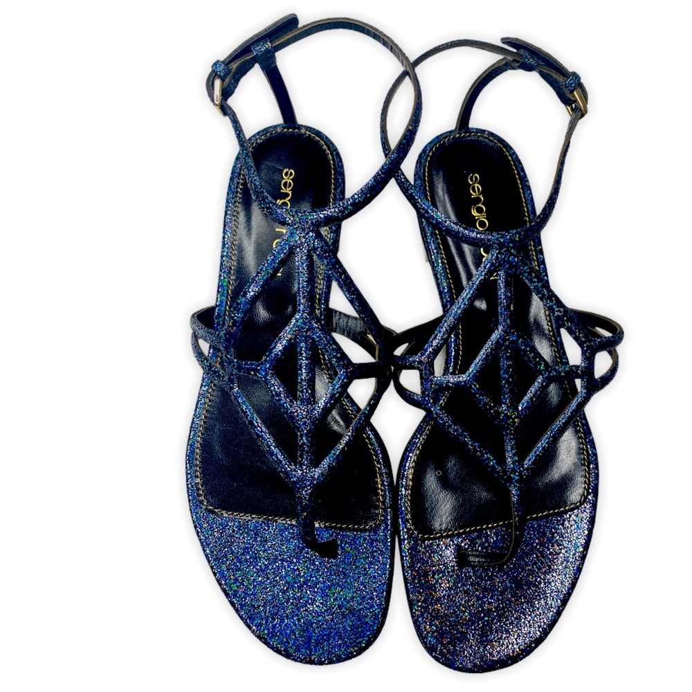 Sergio Rossi Laser Cut Geometric Flat Sandals